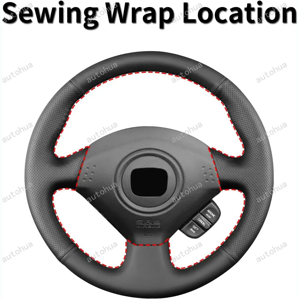 غطاء عجلة القيادة مخيط يدويا لهوندا 2000 S2000/2000 انسايت عدم الانزلاق تنفس ستوكات الجلود لتقوم بها بنفسك سيارة الداخلية #6