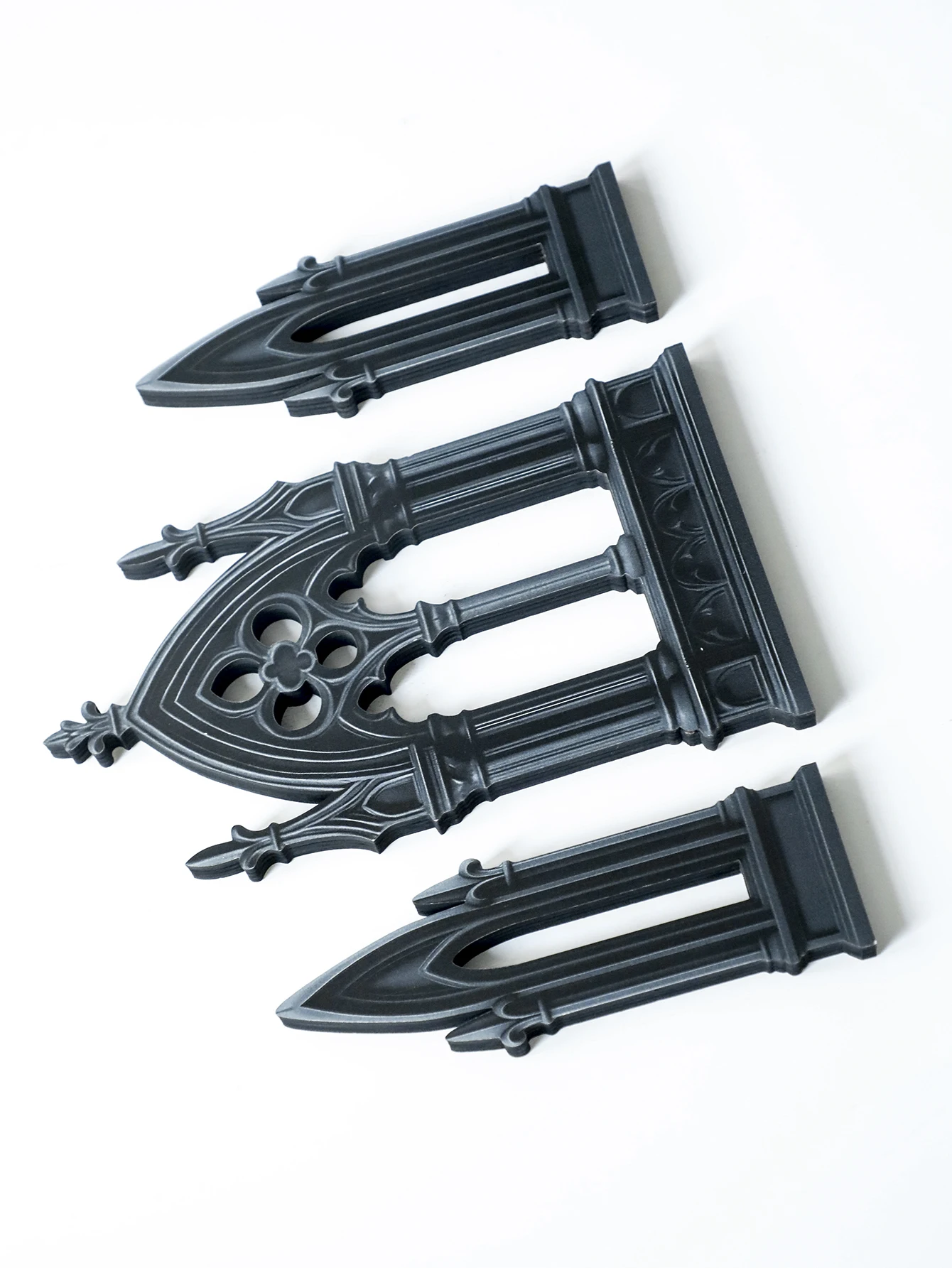 3 Stück Gothic-Stil, Schlossform, Tischdekoration, schwarzer Kathedralenbogen aus Holz, Buchstützen, Vintage-Regaldekoration für Zuhause und Büro, Geschenk – Detail 11
