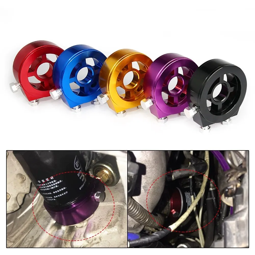 Universal Aluminum Oil Filter Sandwich Adapter with 1/8 NPT Ports for Oil Temp Pressure Gauge Sensor Racing Upgrade Heavy Duty