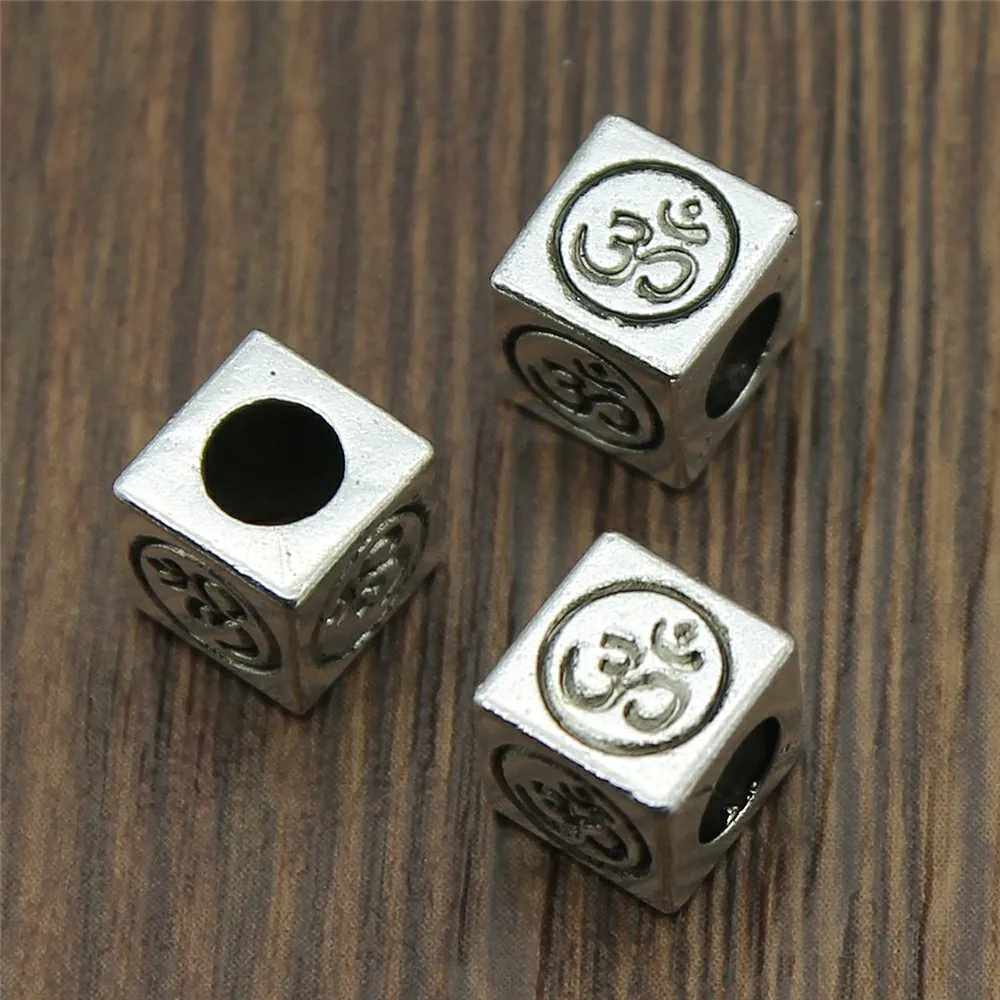 10pcs Yoga OM Beads For Jewelry Making European Men Bracelet Jewelry Findings Accessories DIY