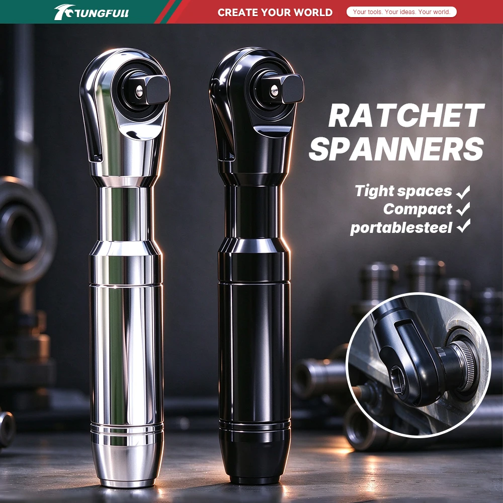 1/2 Inch Ratchet Socket Wrench Compact Narrow Head Reversible for Electric Manual Pneumatic for Vehicle Maintenance Bolt Work