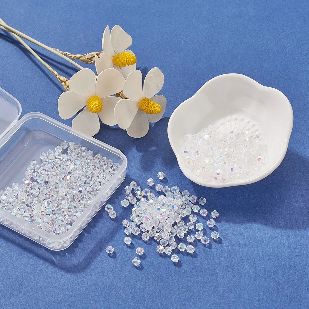 3 4 6mm AB Color trasparente bicono Crystal Beads Box Set di perline di vetro biconico Kit distanziatore allentato per gioielli che fanno