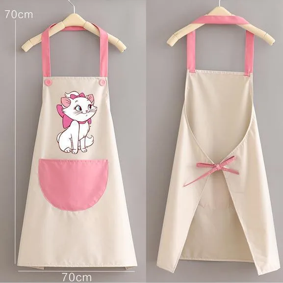 Miniso Disney Marie Cat Print Kitchen Cooking Apron Polyester Waterproof Oil-Proof for Woman Avental De Cozinha Delantal Cocina