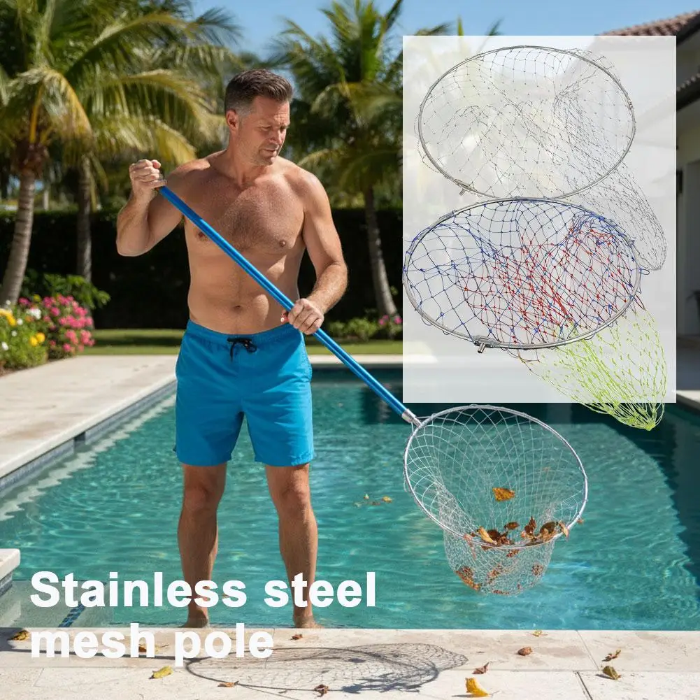 Rede de Pesca Dobrável de 40cm 50cm, Rede de Captura Ultra Leve em Liga de Titânio, Ferramenta Acessória para Pesca