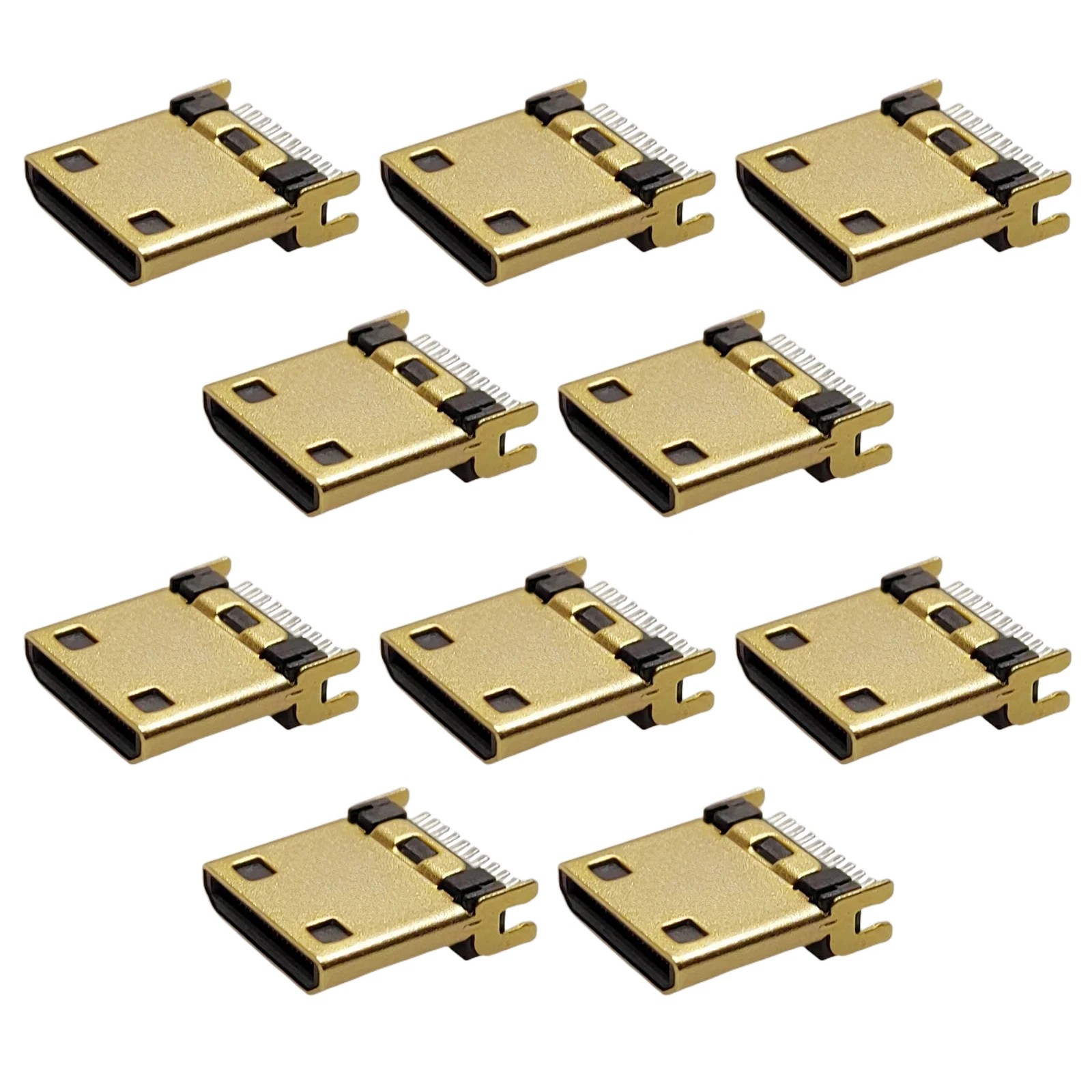 موصل ذكر صغير متوافق مع HDMI ، مقعد 19P رأس المشبك نوع مع تباعد ، ملحومة مطلية بالذهب ، عمودي ، مقبس قابس مستقيم ، 10 والي