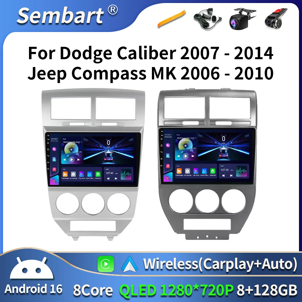 Android 16 For Jeep Compass 1 MK 2006 - 2010 Car Radio Multimedia Video Player Navigation GPS 2din 4G DVD BT