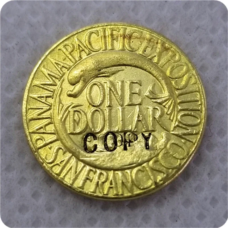 COPY REPLICA USA 1915-S PAN-PAC GOLD DOLLAR ($1) COMMEMORATIVE COPY COINChallenge Pocket Coins Christmas Gifts