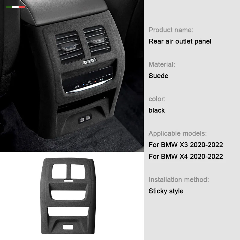 For BMW X3 X4 F25 G01 G02 F26 2018 2019 2020 2021 2022, Alcantara Rear Air Conditioning Vent Outlet Trim Frame Cover Accessories