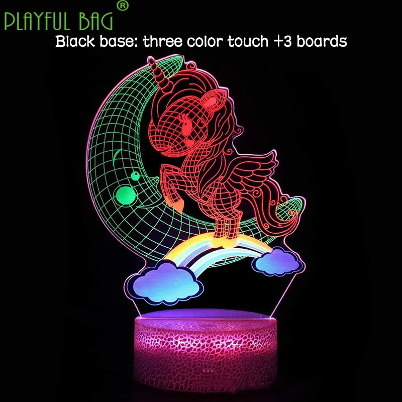 Christmas gift dimming Pegasus 3D table lamp LED touch timing remote control tricolor dynamic decoration toy handmade zd67