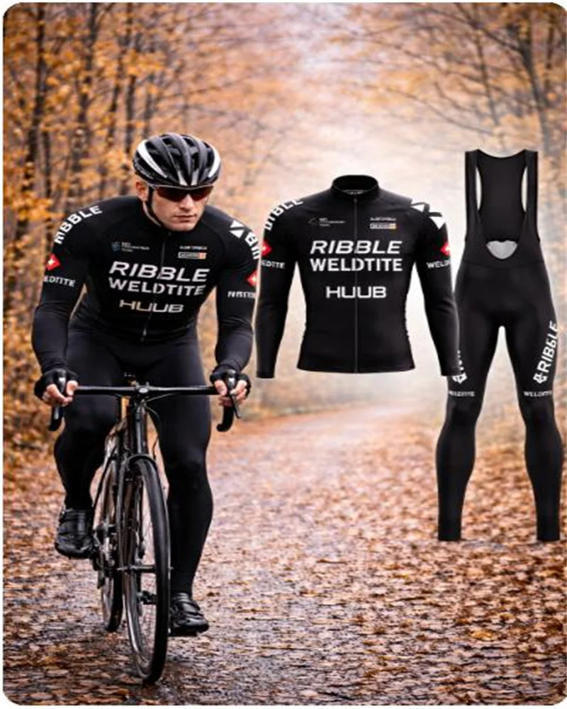 

HUUB Team Autumn Cycling Jersey Set Bicycle MTB Maillot Ropa Ciclismo Road Bike Uniform Long Sleeve Bicicleta Clothing