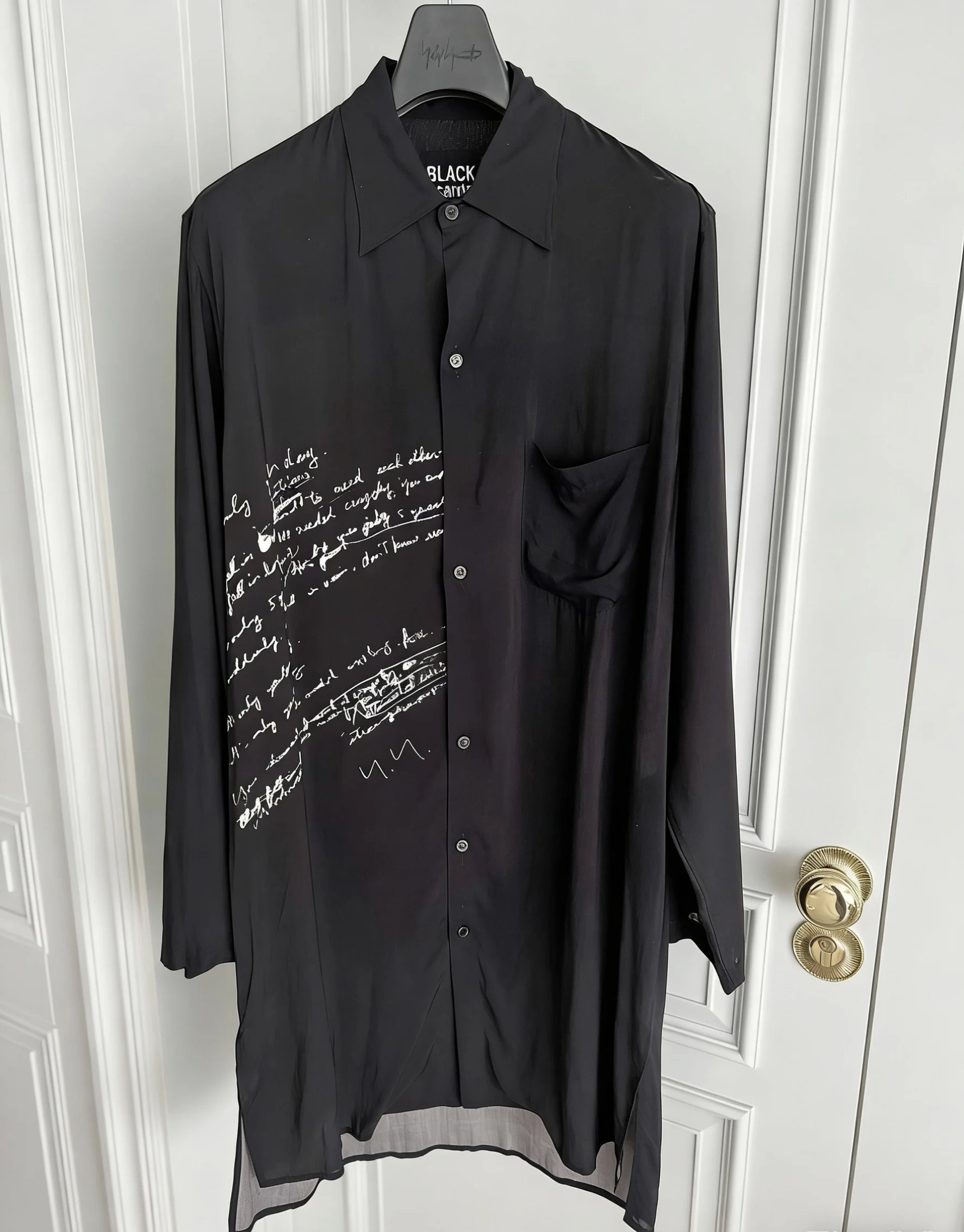 TOP-YAMAMOTO original design Lyrics Signature  comfortable Shirt Print Thin long shir