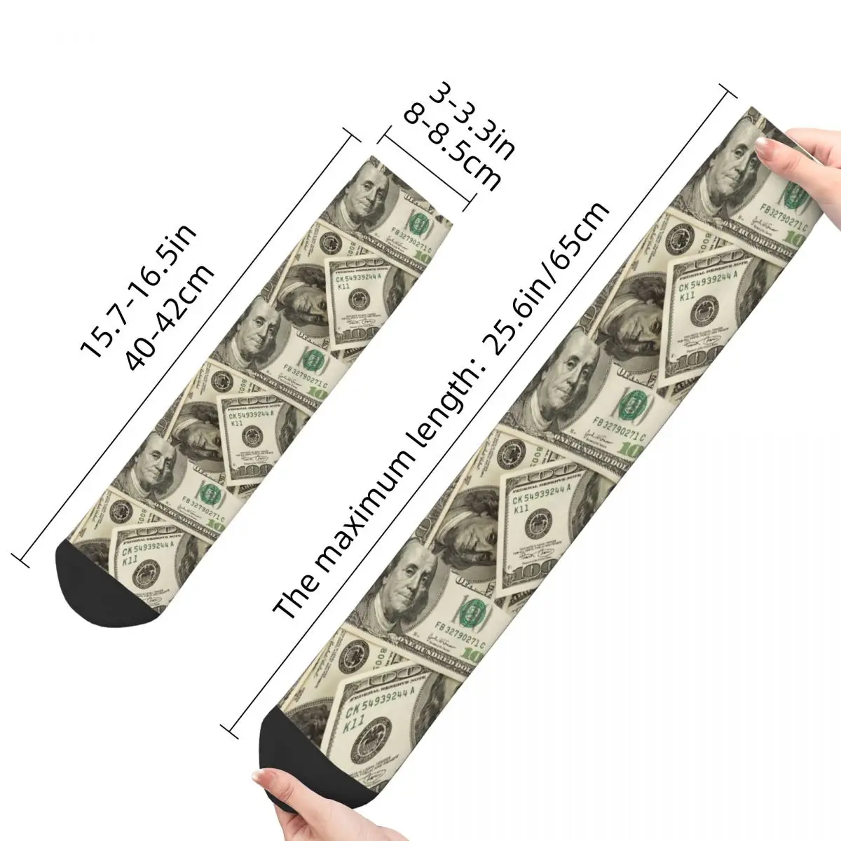 Happy Funny Male Men Socks Casual 100 Dollars Banknotes Sock Graphic Women Socks Spring Summer Autumn Winter