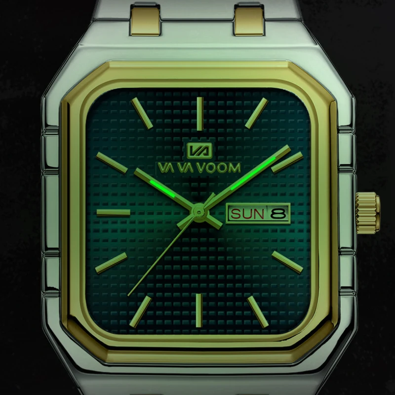 UTHAI ساعة رجالية جديدة كاجوال مقاومة للماء مضيئة سوار معصم من الفولاذ المقاوم للصدأ ساعات كوارتز مستطيلة للرجال #3