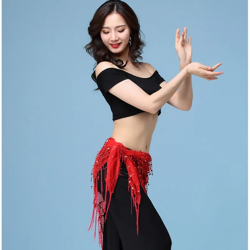 Nuovo stile costumi di danza del ventre paillettes nappa indiana danza del ventre sciarpa dell\'anca per le donne cintura di danza del ventre 11 tipi