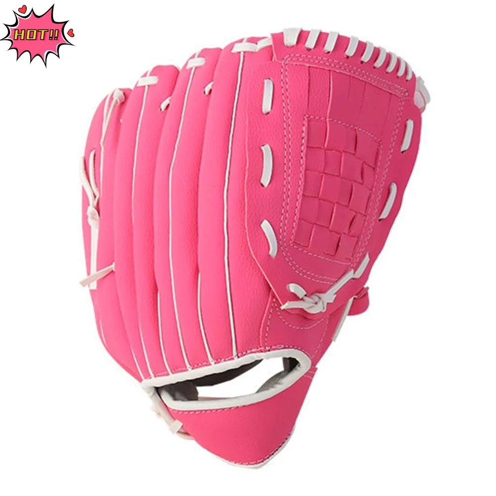 

10.5-12.5 Inches Baseball Glove Synthetic Leather Blue Baseball Mitt Rose Red Brown & Black Softball Glove Outdoor Sport