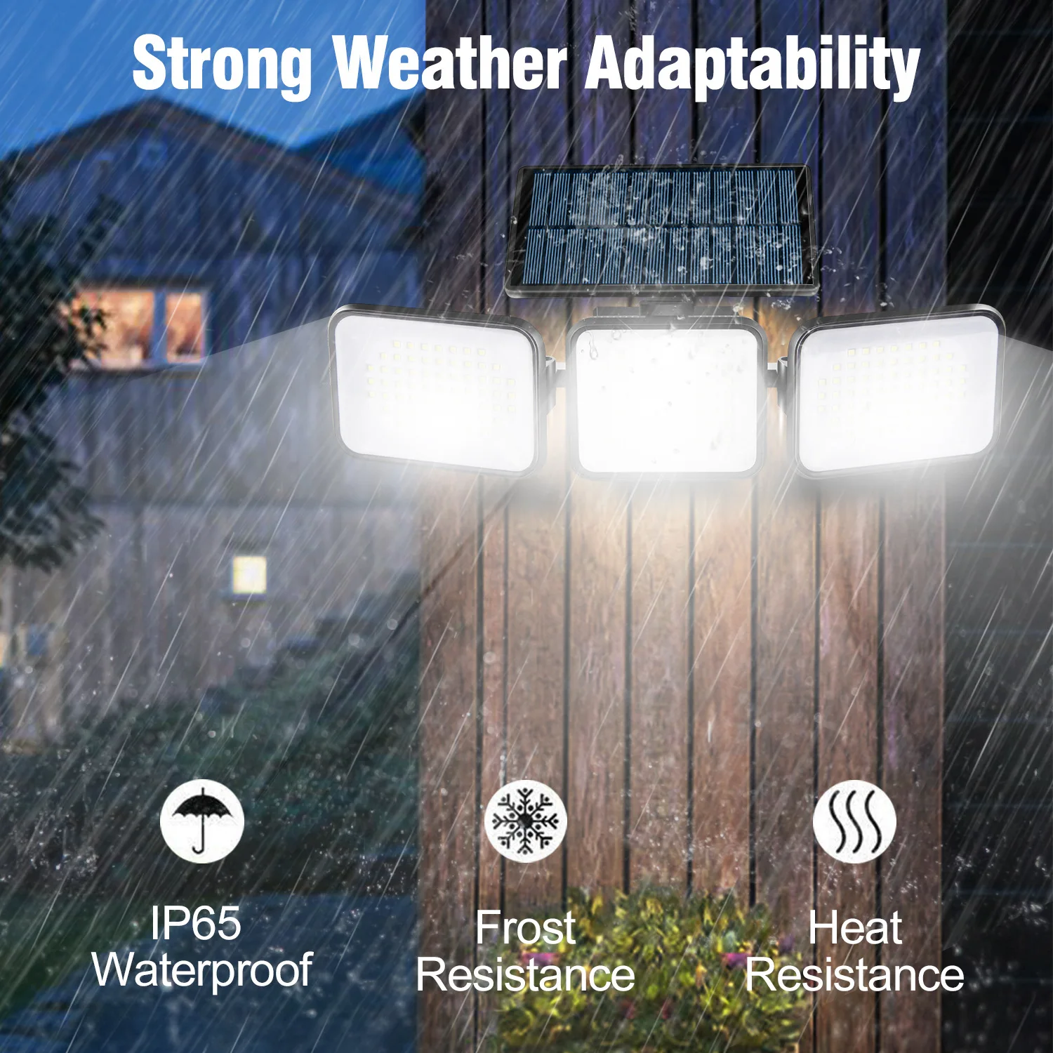 Wall Lamp 180LED Three-head Spotlight Rotatable Lighting Outdoor Courtyard Garden Security Street Light
