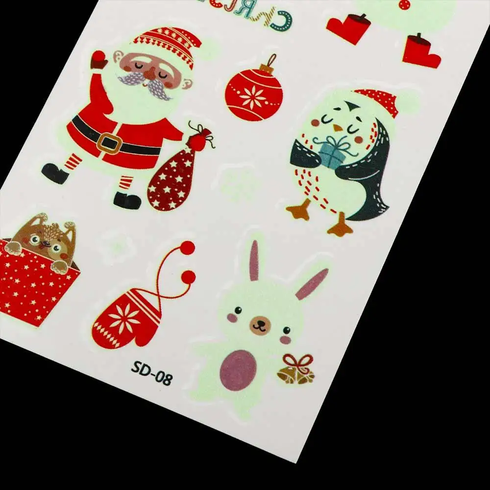 10Pcs Santa Claus Christmas Tattoo Sticker Waterproof Funny Glow Tattoo Sticker Eye Decals Disposable