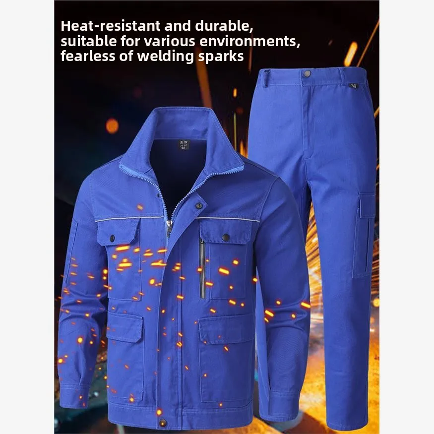 Traje de Trabajo para Hombre, Resistente al Fuego, de Algodón Puro, para Primavera y Otoño, Uniformes de Trabajo Duraderos para Taller