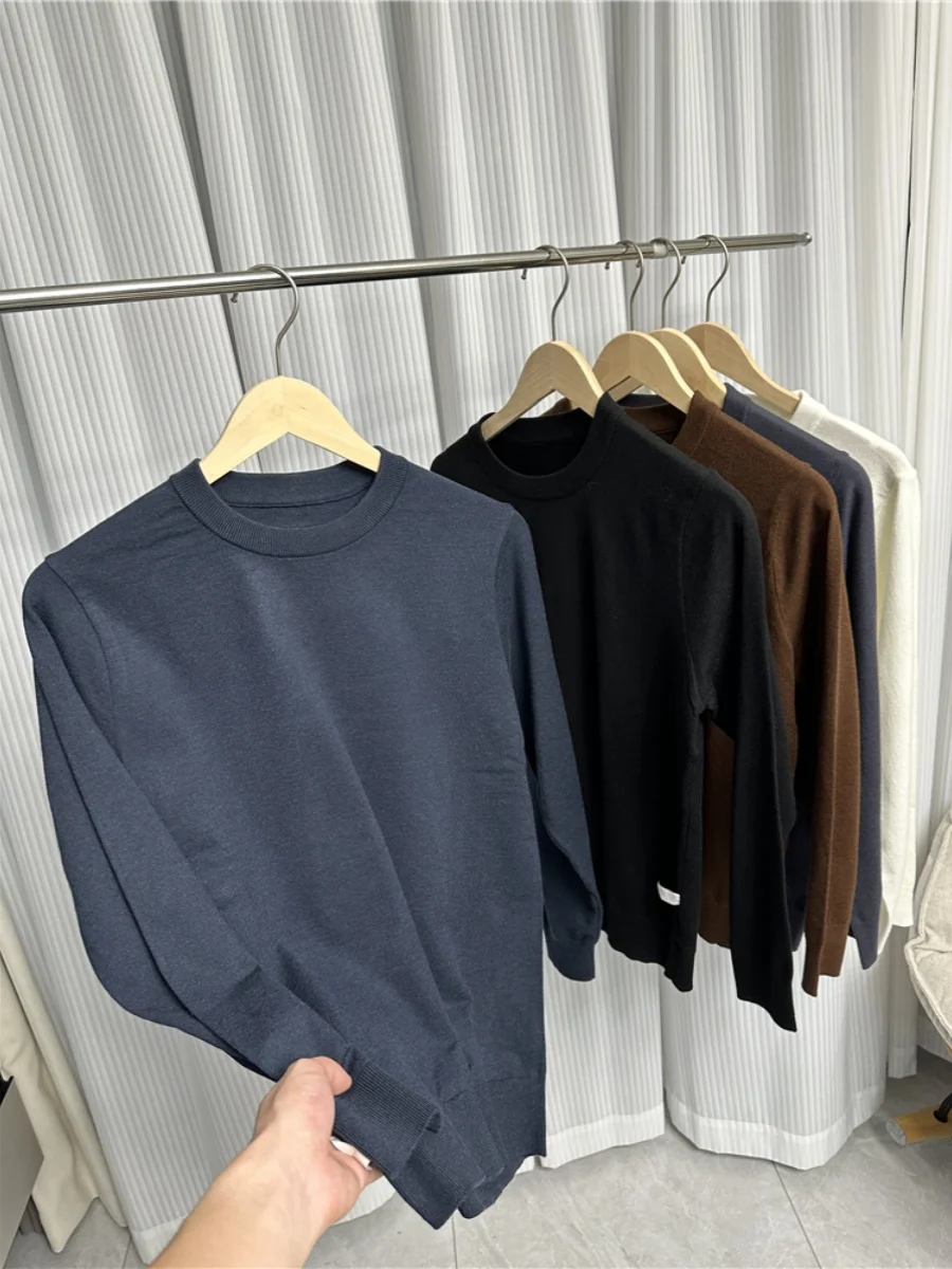 

Ultra Comfortable Soft Wool Blend Men's round Ne Knitted Sweater Pure Color Autumn Winter Faion Trendy Long Sve Youth