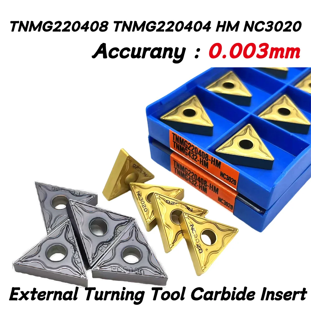 10PCS TNMG220408 TNMG220404 HM NC3020 PC9030 External Turning Tool Carbide Insert TNMG 220408 HM NC3020 Instead of Turning Tool