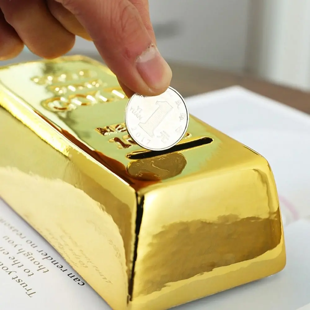 بنك عملات معدنية من السبائك الذهبية الصناعية ، بنك أصبع بلاستيكي محاكاة إبداعية ، طوب ذهبي مزخرف فريد ، 1 *