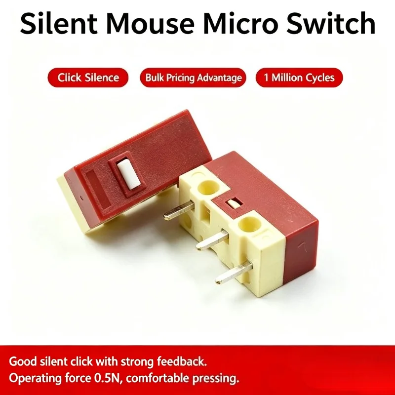 1/4/10Pcs 3Pin Silent Micro Switch 20 Millions Click Lifetime Computer Mouse Mute Micro Switches 3Pins