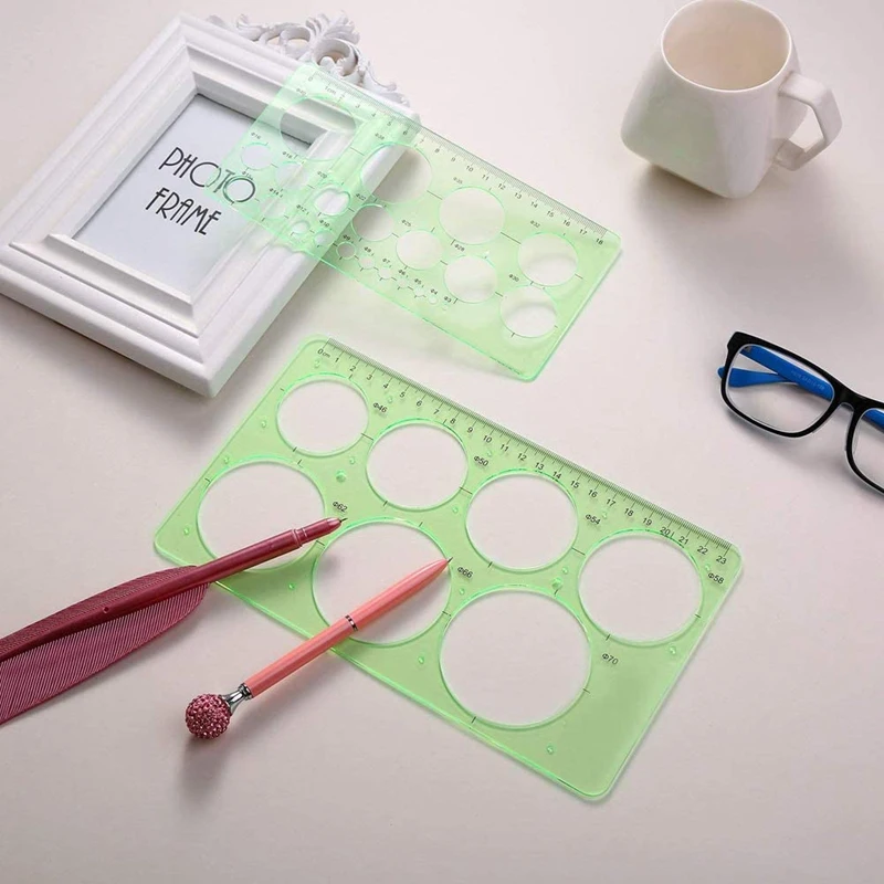 Pochoirs avec règles en plastique, 6 pièces, modèles de dessins, cercle, nar, courbe, outil de mesure pour le bureau et l'école