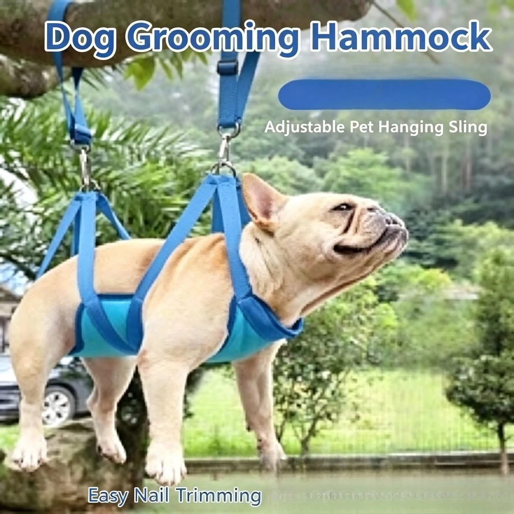 Dog Grooming Hammock Sling Kit Adjustable Pet Hanging Harness for Small Dogs Cats Nail Trimming Bathing Grooming Assist Tool