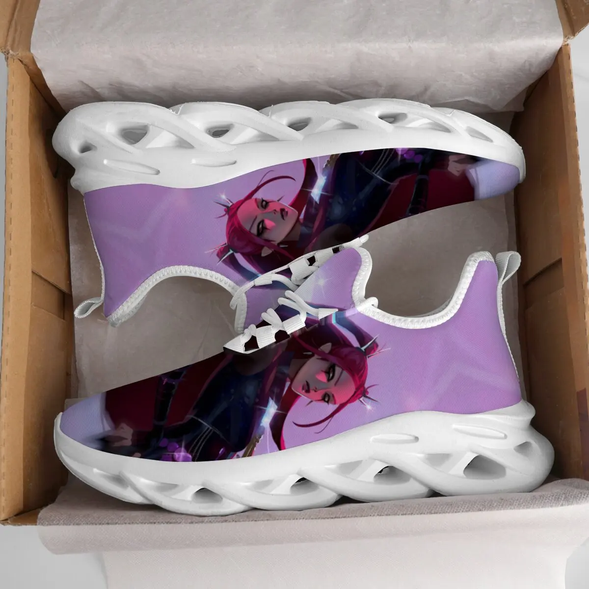 

Children's Casual Shoes Anime Character Print Athletic Shoes Fashion New Printed Design Laced Soft Sole Floral Neon Sports Shoes