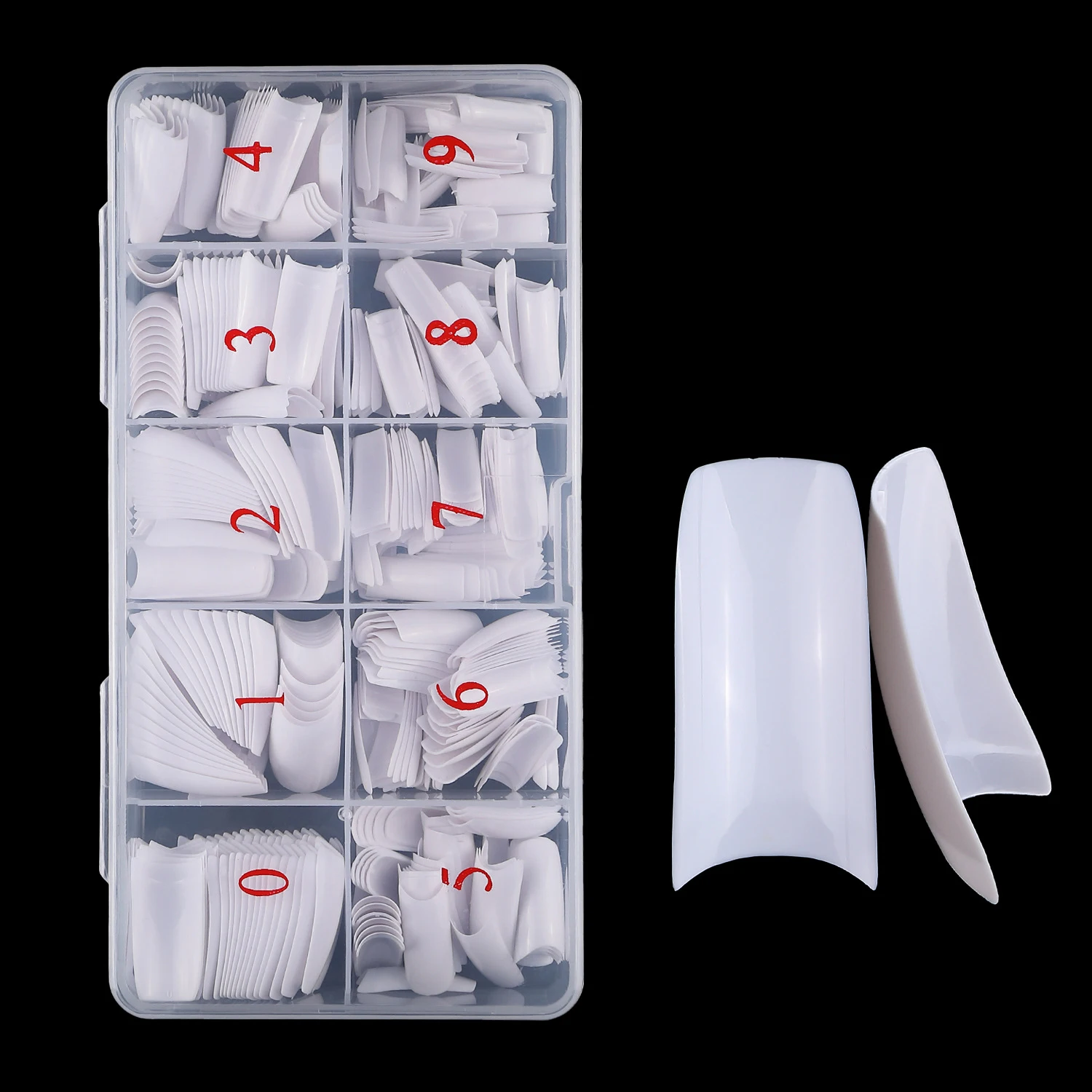 500 stks/doos Witte Franse Valse Nagel Tips Half Cover 10 Maat Beschikbaar voor Nagelverlenging Manicure Lange Nagel Tips