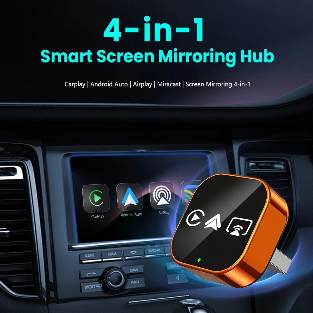 Picture 4: 2026 Upgrade 4-in-1 Wired to Wireless CarPlay Android Auto Adapter with Screen Mirroring ios CarPlay/Android Auto/Mirroring
