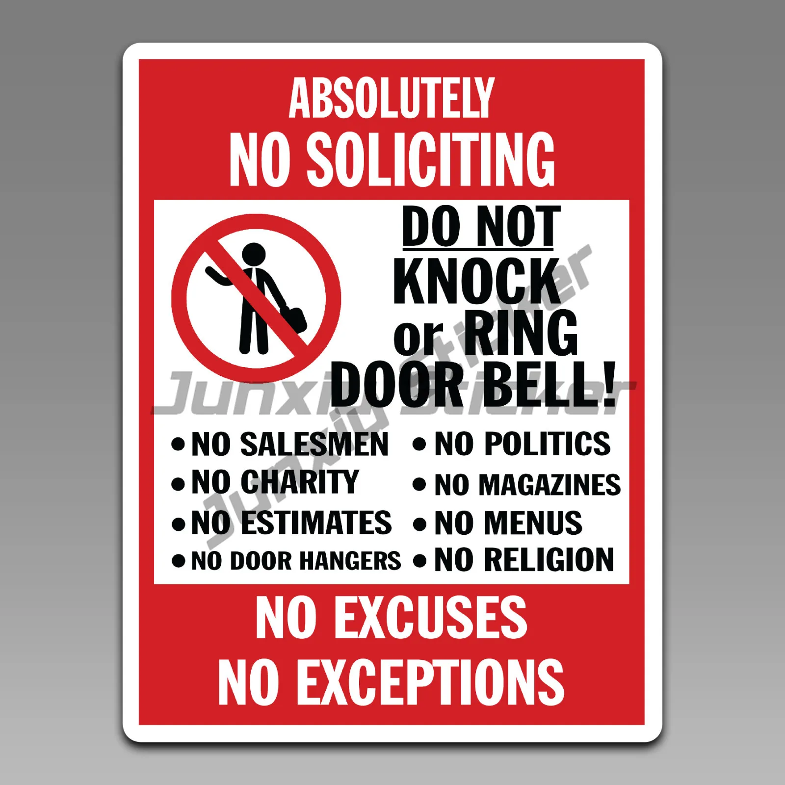 

Absolutely No Solitating Warning Vinyl Decal Stickers for Front Doors and Windows