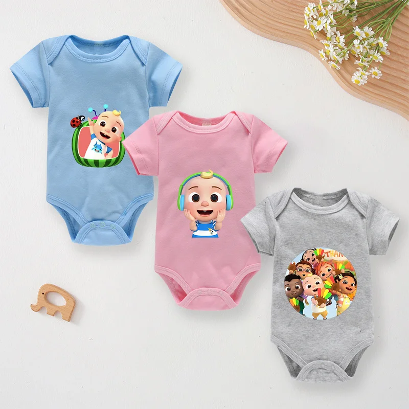 ملابس أطفال من Cocomelons للأولاد والبنات مطبوع عليها رسوم كرتونية للأطفال حديثي الولادة من القطن بأكمام قصيرة هدية للأطفال الصغار #1