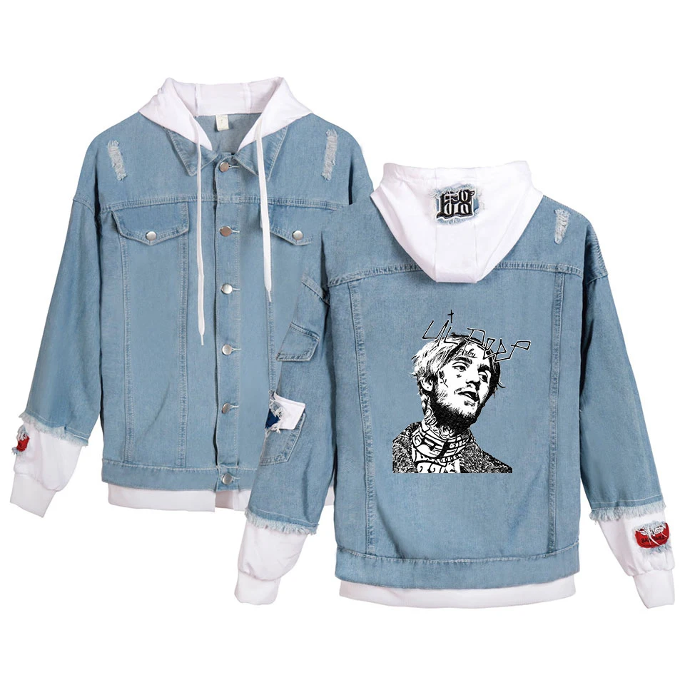 Lil Peep jeans hoodies Young People Autumn New Fashion Lil Peep Denim Jean wear men/women Popular Stitching Jacket casual tops