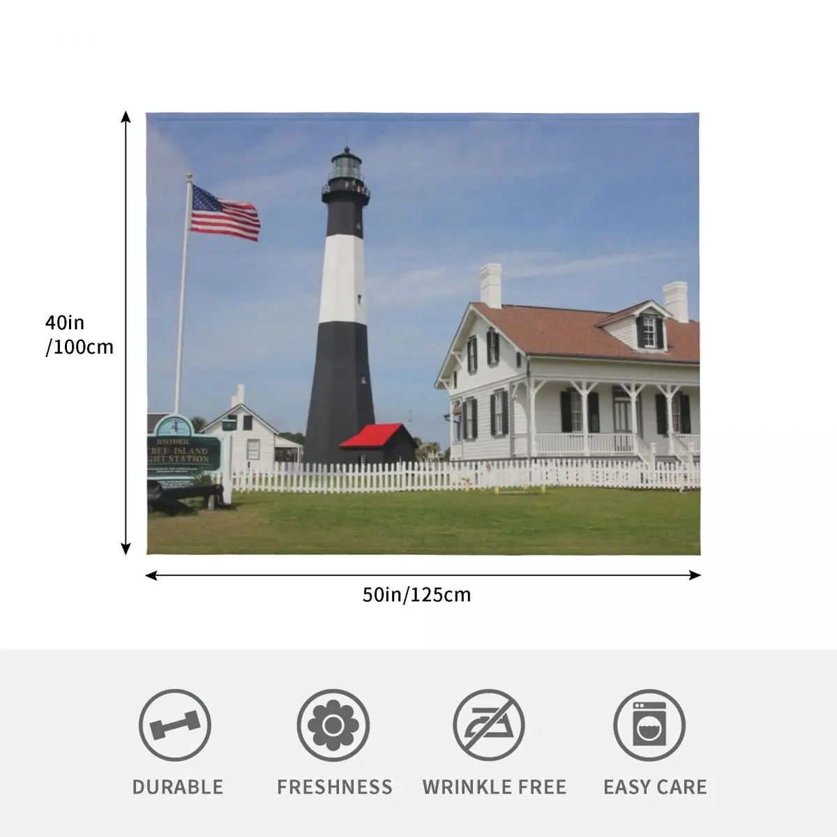 Tybee Island Lighthouse Throw Blanket Retros بطانيات فاخرة وسميكة وفضفاضة #4