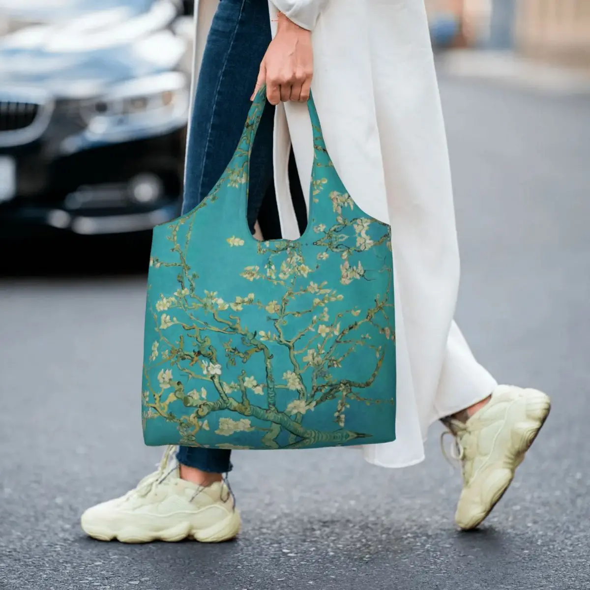 Almond Blossoms Vincent Van Gogh Shopping Canvas Bag Women Durable Big Capacity Groceries Art Flowers Painting Shopper Tote Bags