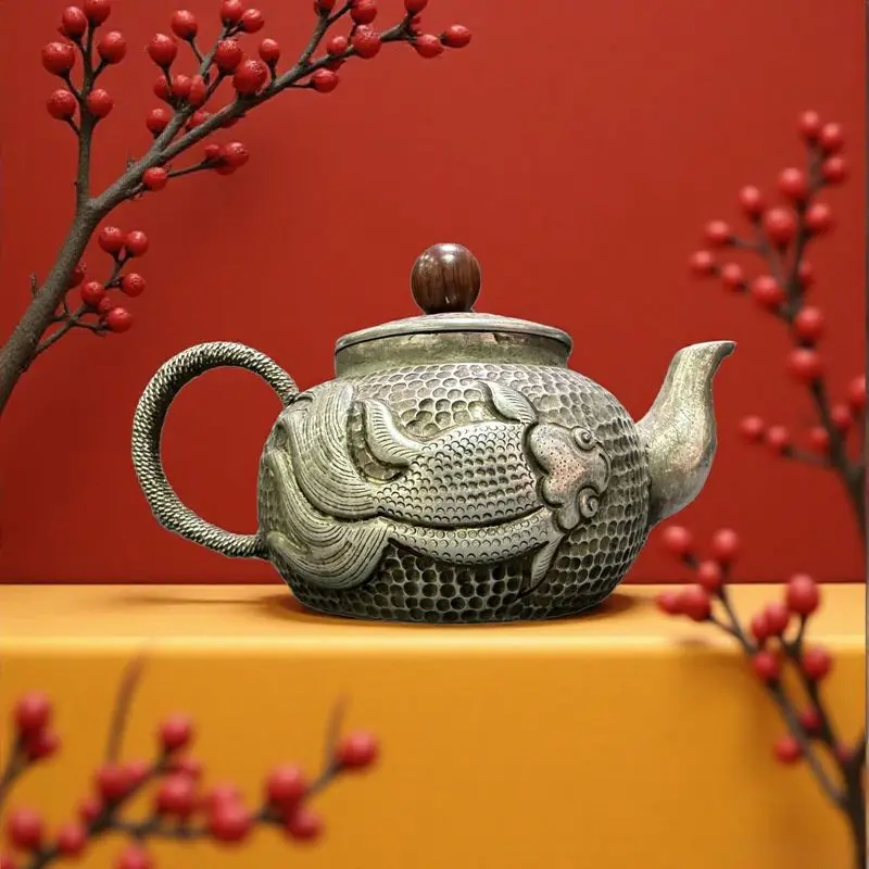 Exquisite double-fish copper pot vintage Chinese-style ornaments