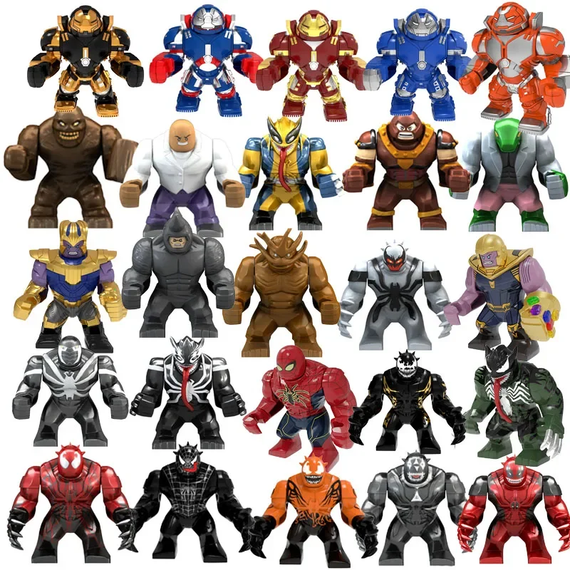 Marvel Anime rysunek Mini klocki do budowy figurka superbohater Thanos Iron Man zielone gigantyczne Puzzle klocki do budowy zabawka prezent dla dzieci