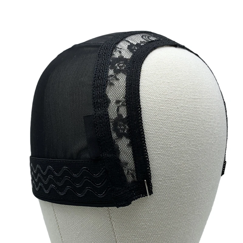 1PC U Shape Part Wig Base Cap 4/5/6 Inch Size Anti-Slip Elastic Lace Edge Adjustable Back Drawstring Mesh Wig Construction Cap