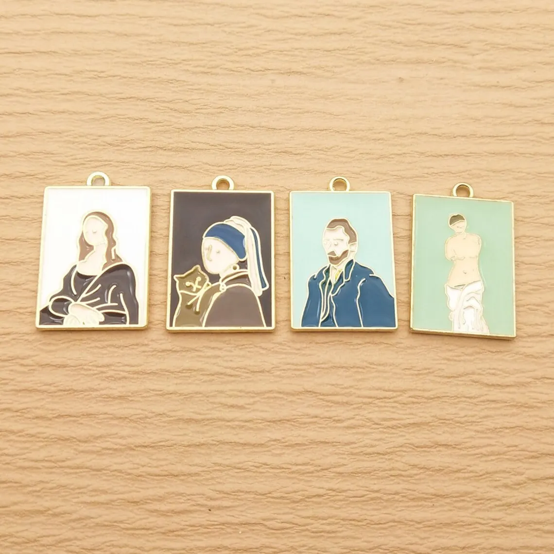 10pcs Enamel Artist Painting Charm for Jewelry Making Necklace Bracelet Earring Pendant Diy Accessories Zinc Alloy Gold Plated