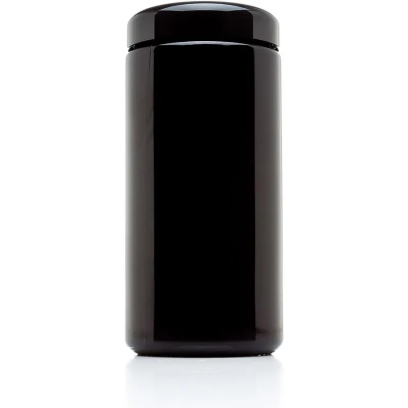 Classic Black Glass 1 Liter (34 fl oz) Ultraviolet Airtight Smell Proof Refillable Container Screw top