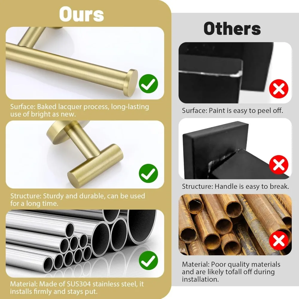 Conjunto de 10 peças de acessórios de hardware de banheiro de 23,6 polegadas, barras de toalha