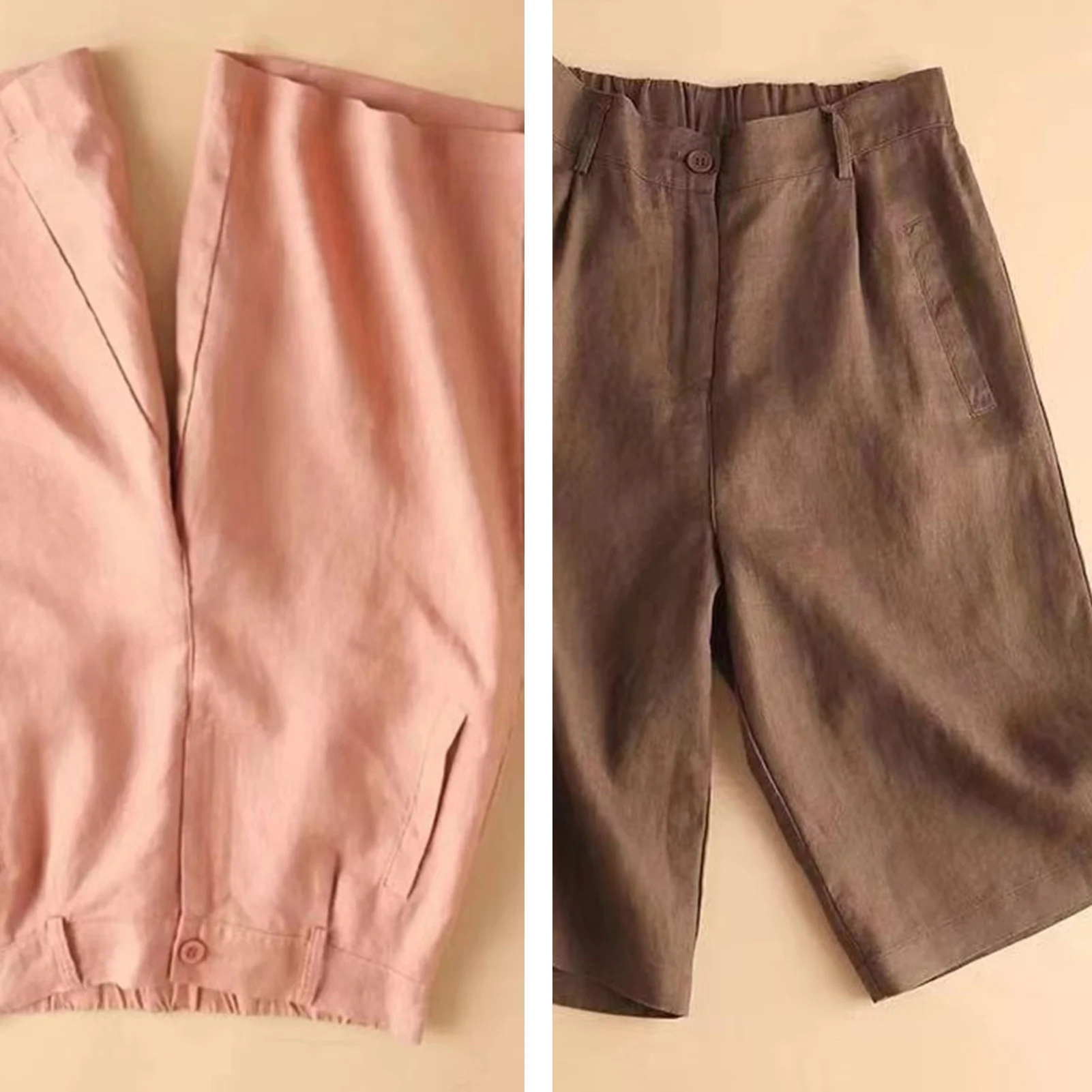 

Дышащие хлопковые льняные шорты в японском стиле ретро с высокой талией и широкими штанинами, шорты-бермуды, повседневный летний женский свободный костюм