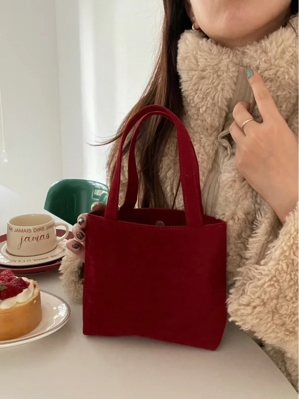 

Красная замшевая сумка-тоут Cisas для телефона, легкая, осенне-зимняя, новогодняя, модная женская сумка в корейском стиле