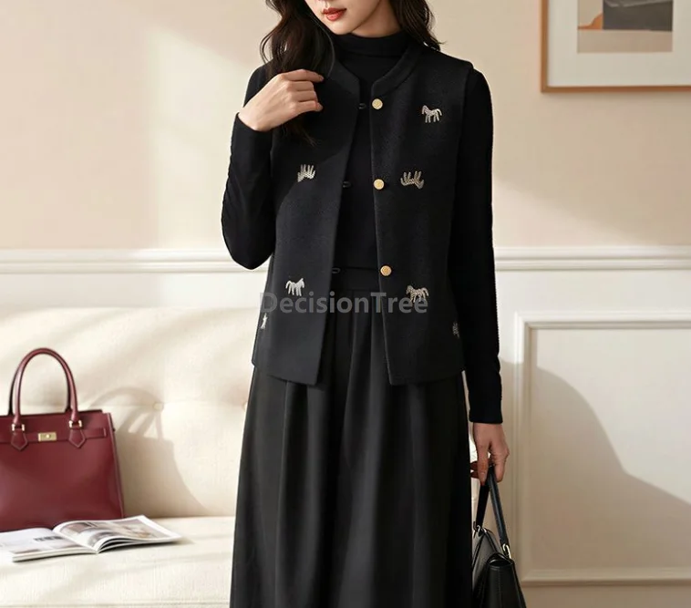 Vintage design chinese Spring Festival vest improved autumn winter qipao vest fashionable single-breasted red temperament top