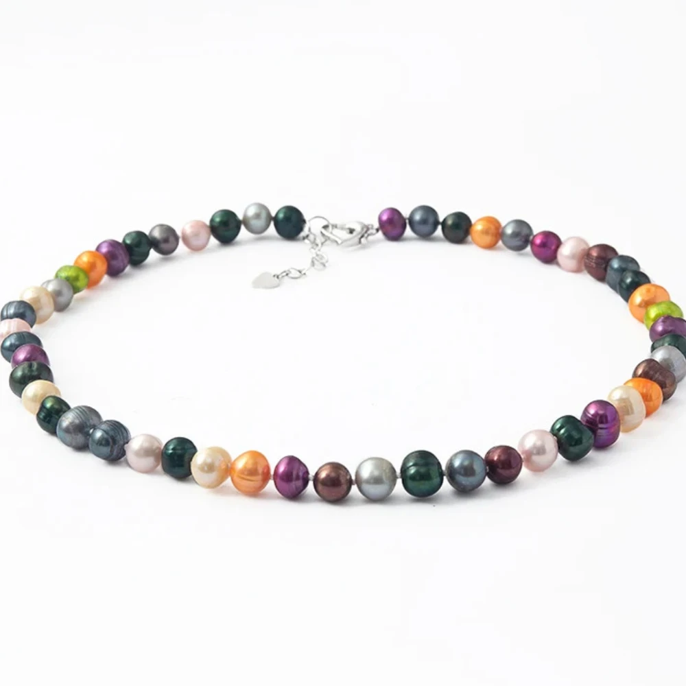 

Baroque Shape Natural Pearl Necklace Mixed Color8-9mm Pearl Beads Costume Jewelry For Women Party Classic Birthday Gift