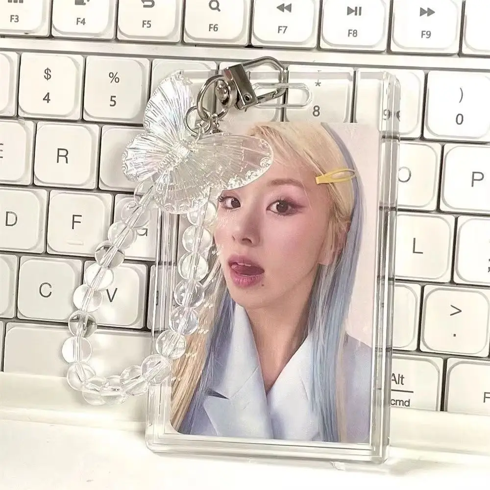 

Fashion Crystal Butterfly Photocard Case Acrylic 3 Inch Student Card Holder Transparent Card Storage Cover
