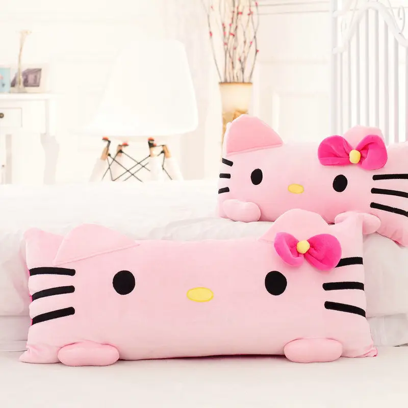 Kawaii Hello Kitty lungo grande rosa peluche cuscino morbido Comfort peluche cuscino con nucleo per camera da letto casa Decro regalo di compleanno