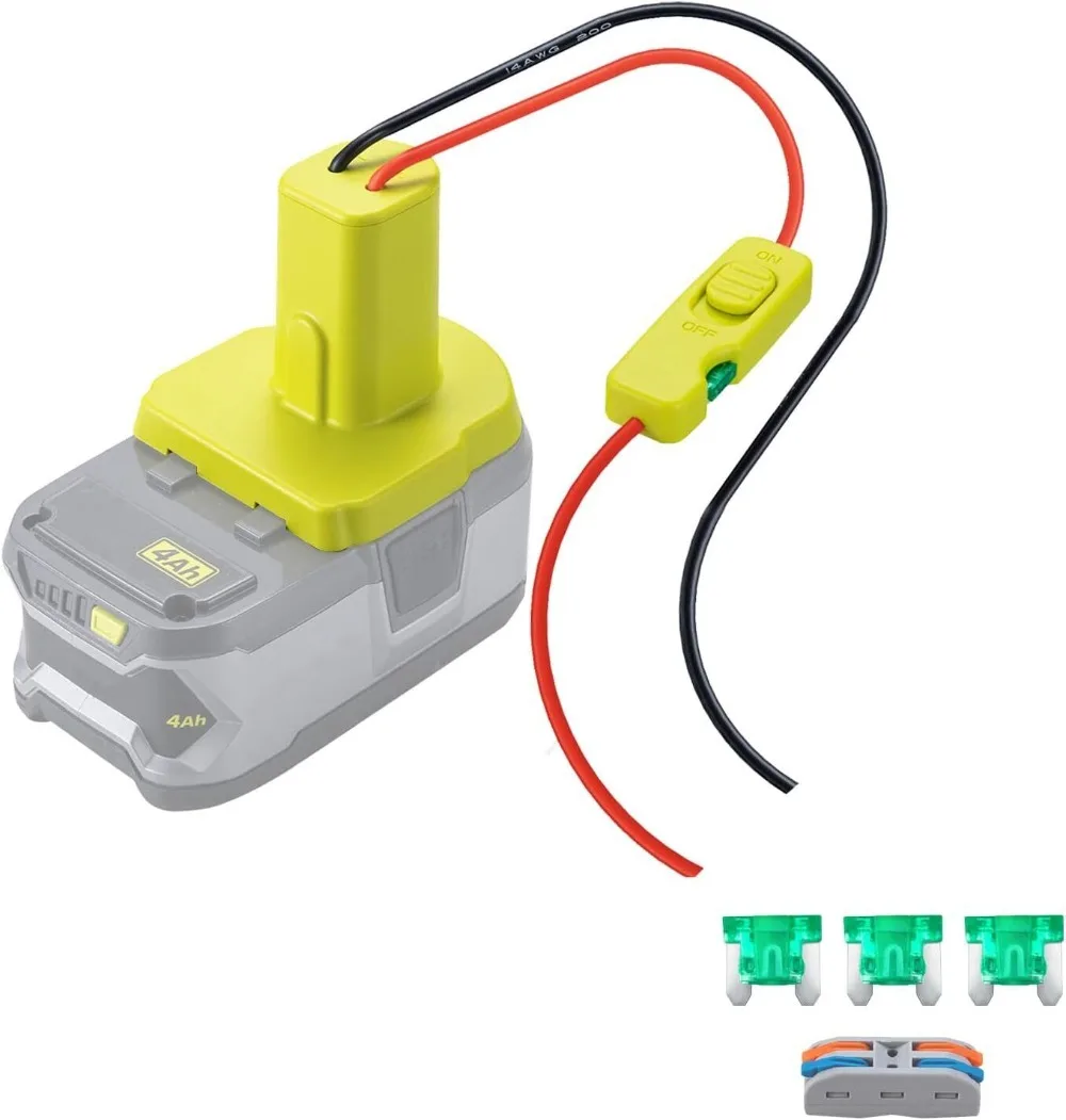 Battery Adapter for Ryobi 18V  Battery Adapter Power Tool Battery Converter Kit 14 Gauge with Fuses & Wire Terminals