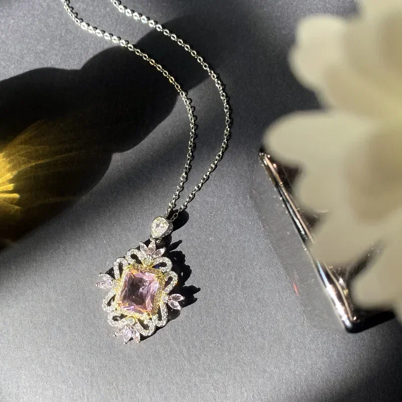 MDLFES モアサナイトダイヤモンドスタイル 欧米中世風ジュエリー 人工トパーズネックレス レディースファッションメッキ